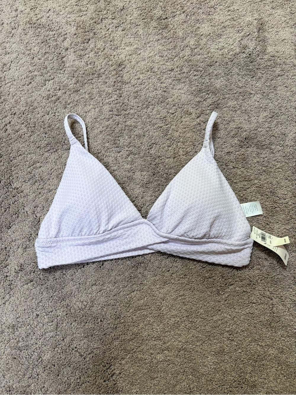 NWT Aerie Light Lavender Jacquard Textured Crossover Triangle Bikini Top